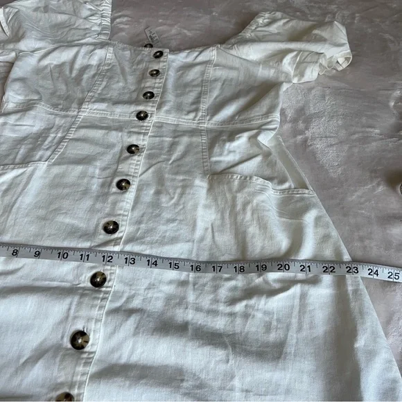 Sold! ❤️Madewell Linen-Cotton Puff-Sleeve Mini Dress - Picture 12 of 15